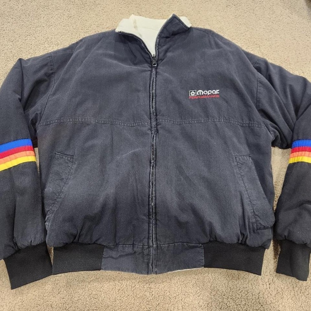 Vintage Men's Size XL Mopar Performance Reversible Jacket Black‎ White Neon